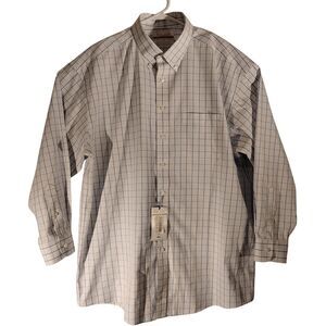 Roundtree & Yorke Gold Label dress shirt mens XL XLarge 17 33white blue plaid